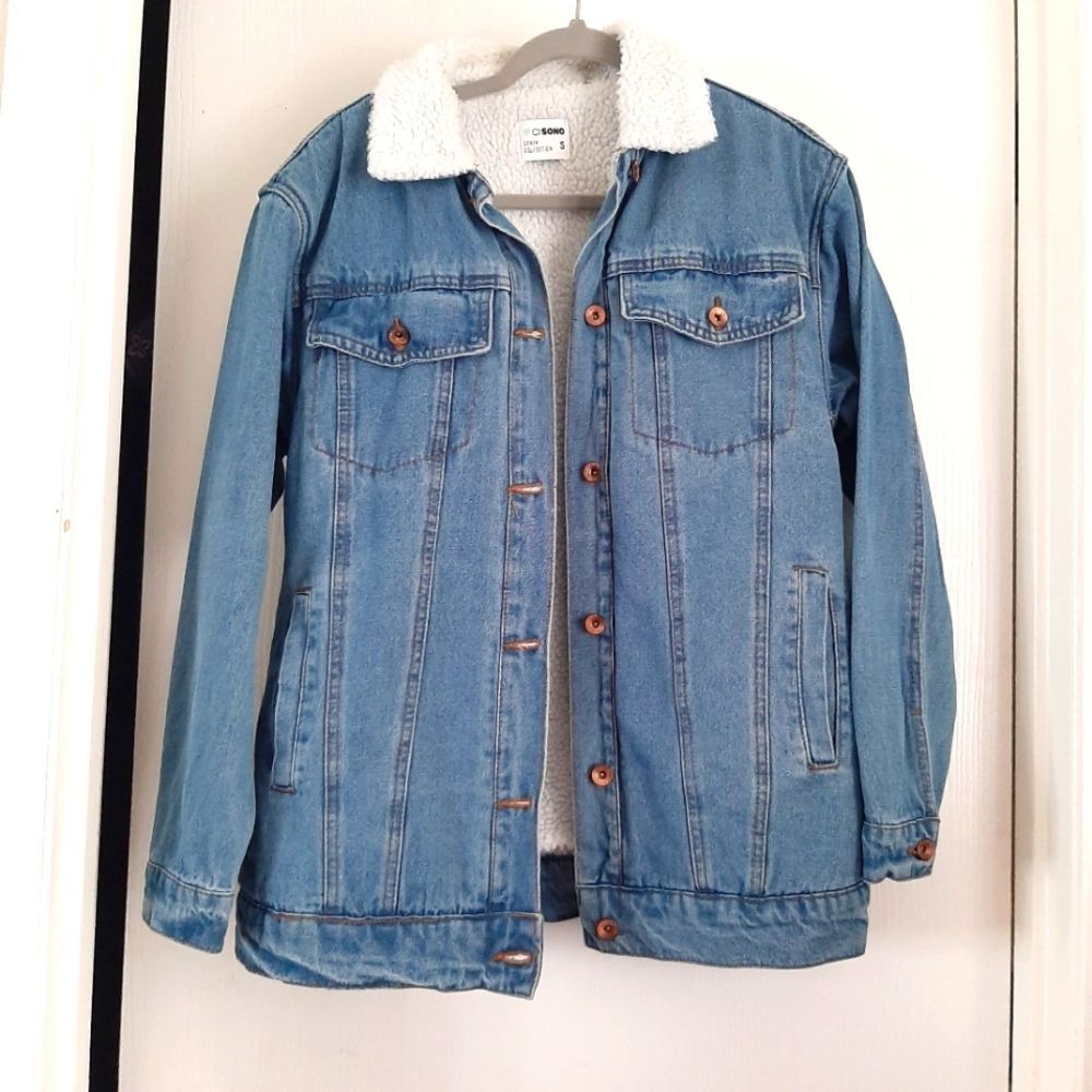 Cisono Sherpa Denim Jean Jacket Small